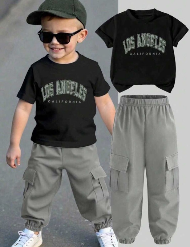 Conjunto Pantalón Verde Militar Franela Los Ángeles