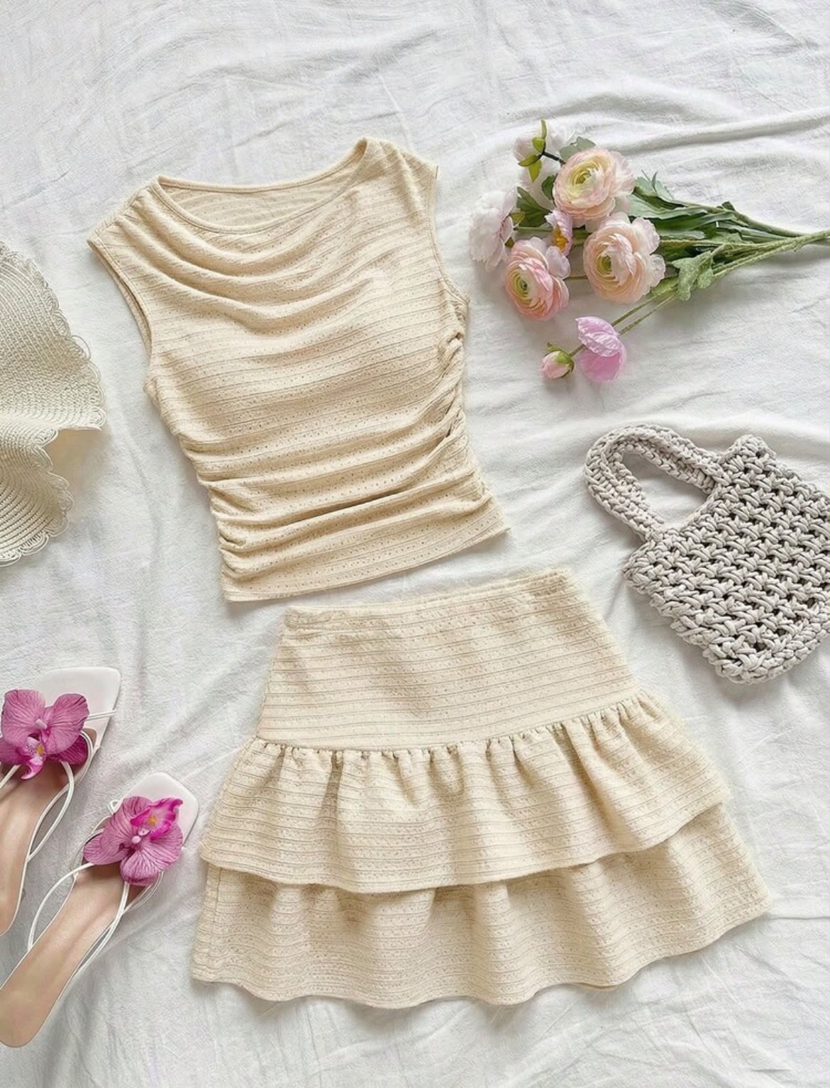 Conjunto Falda crema Juvenil
