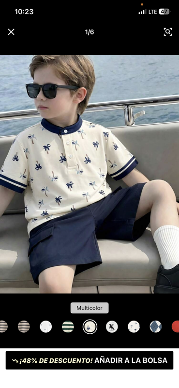 Conjunto Polo Palmeras Short Azul Marino