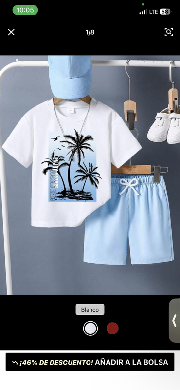 Conjunto Azul Palmeras Short