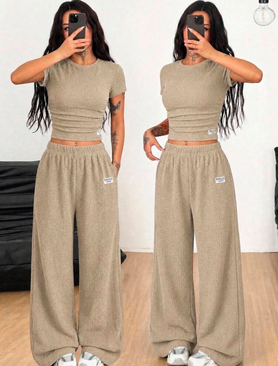 Conjunto unicolor crema Pantalón largo Juvenil