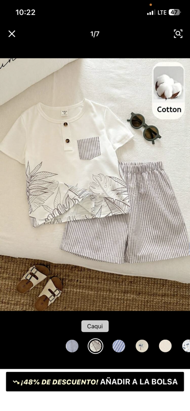 Conjunto Camisa Botones Estampado Short Rayas