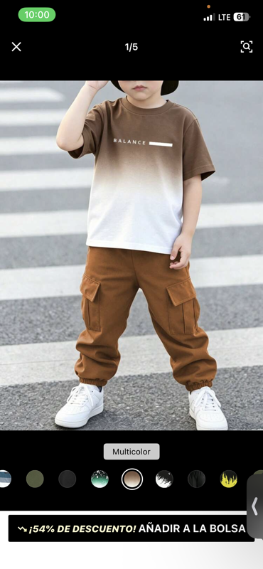 Conjunto Estampado Grafico degradado Pantalón Marrón