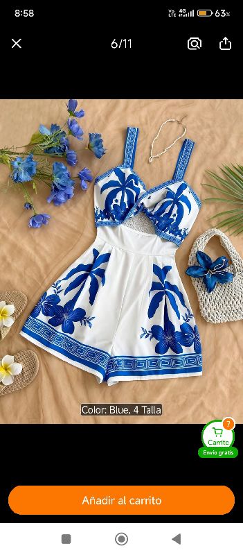 Enterizo corto azul/blanco