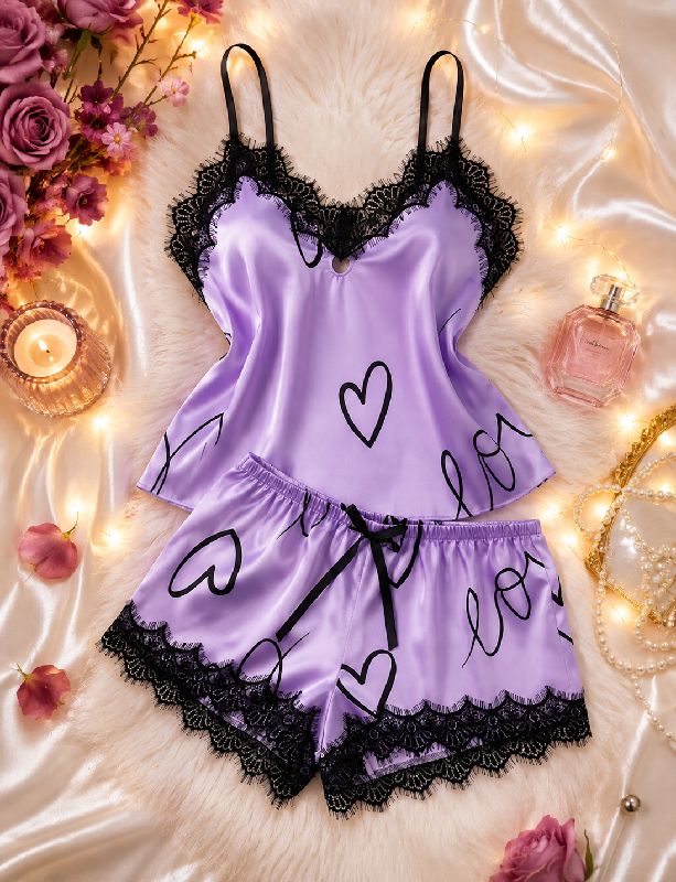 PIJAMA SATIN LILA TALLA M