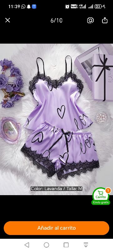 PIJAMA SATIN MORADA TALLA M