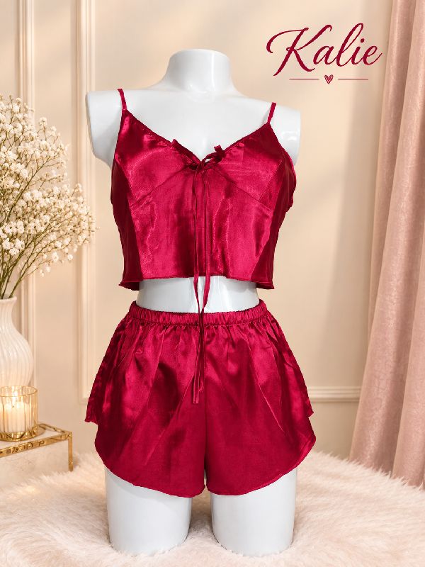 PIJAMA SATIN ROJA TALLA L