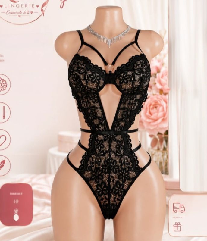 lencería encaje negro talla M