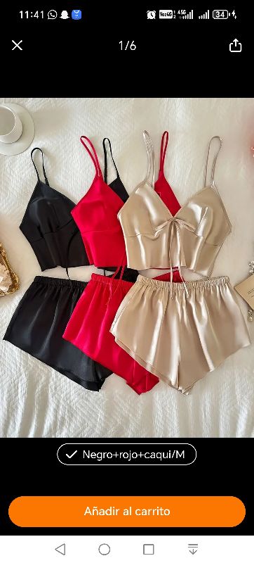 PIJAMA SATIN UNICOLOR TALLA M
