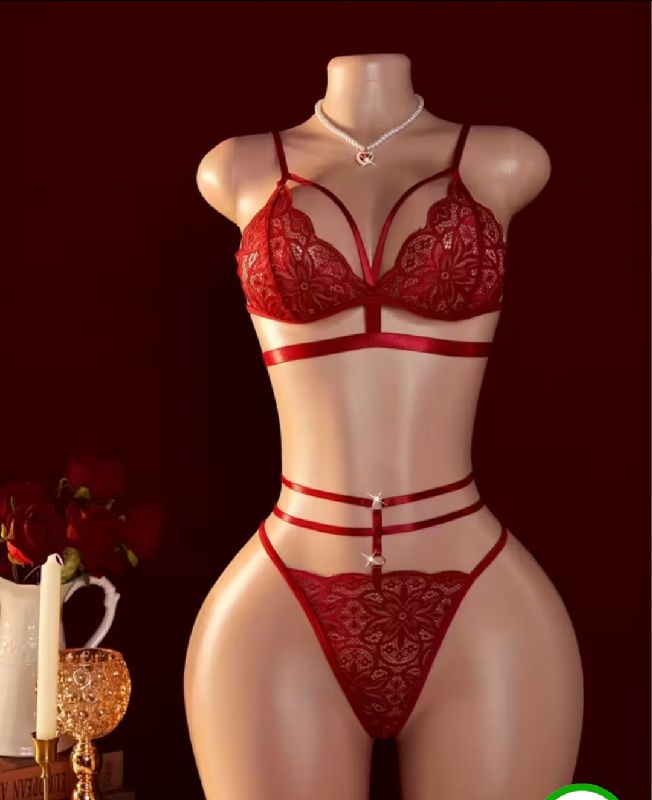 LENCERIA ENCAJE ROJO TALLA ÚNICA