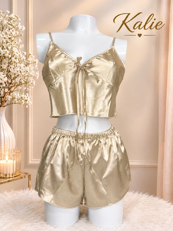 PIJAMA SATIN CAQUI TALLA M