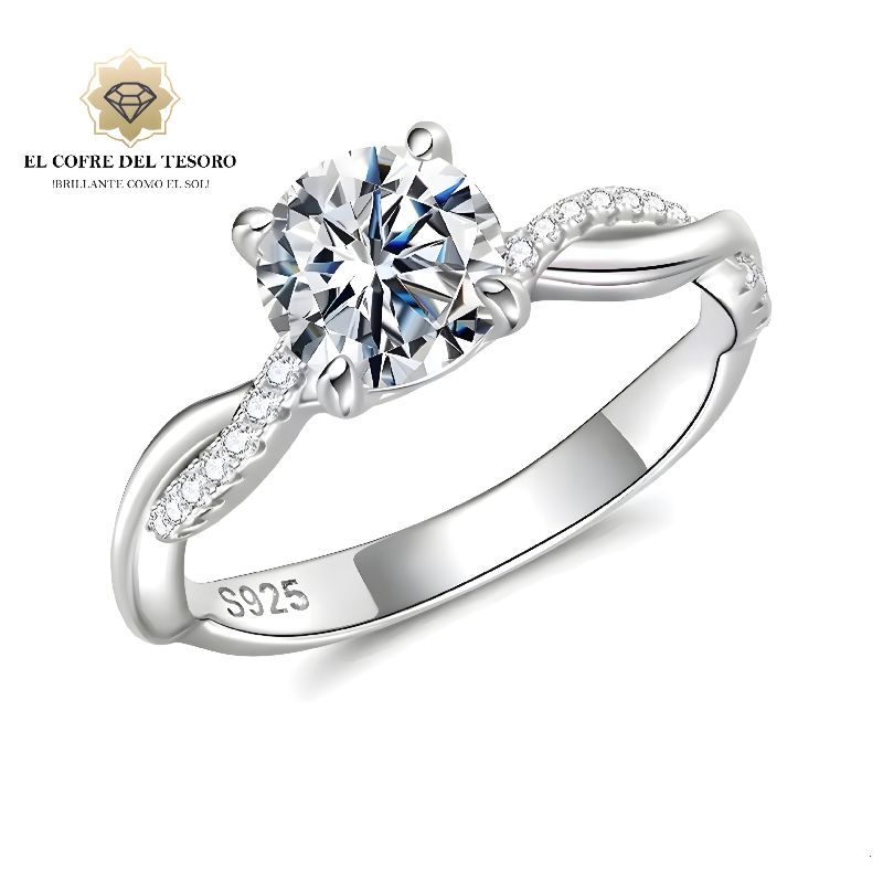 Anillo de compromiso Luxury, Plata 925, Piedra Moissanita 1CT.