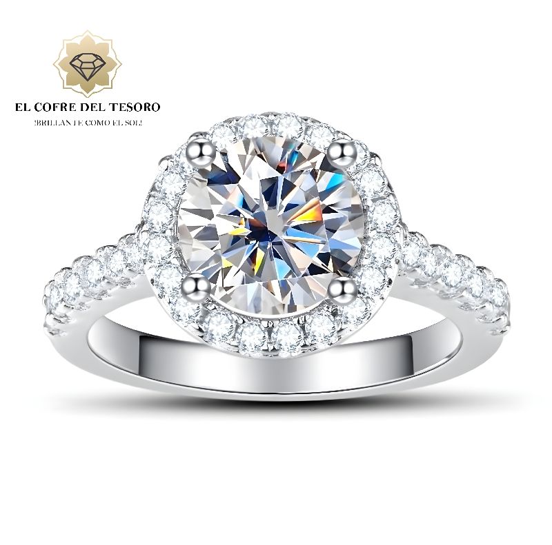 Anillo clásico de 4 garras, Plata 925, Piedra Moissanita 1CT.