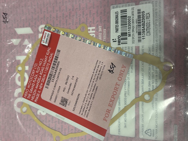 Empaque cubierta carter izq Hunk 160r