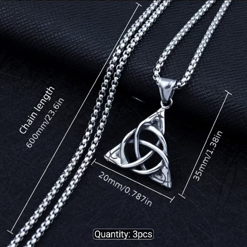 COLLAR CADENA CON DIJE TRIANGULAR DE ACERO INOXIDABLE 60CM