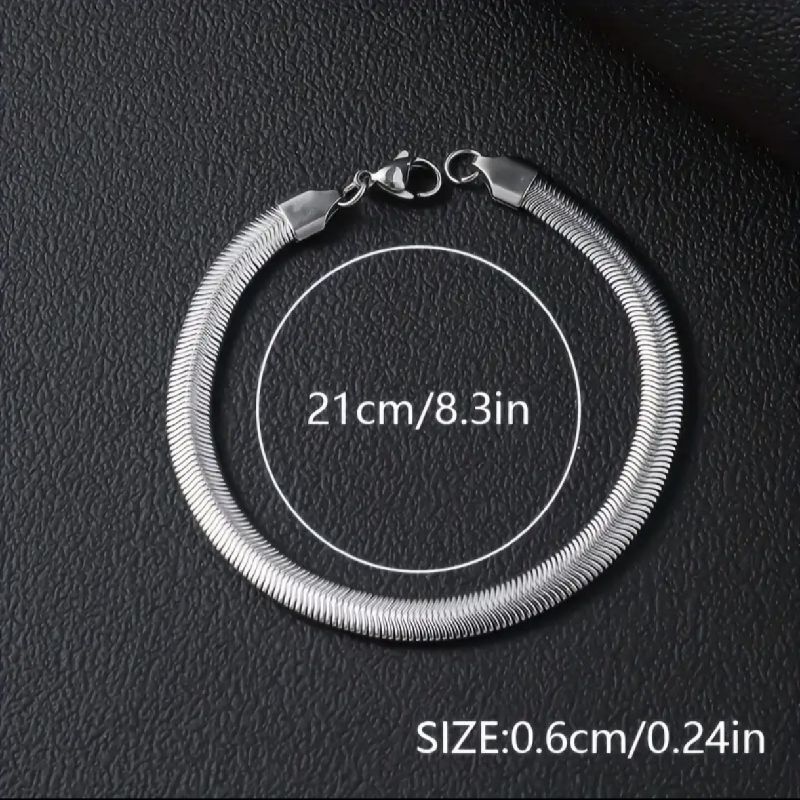 PULSERA ESPIGA PLANA CABALLERO DE ACERO INOXIDABLE 21CM/5MM