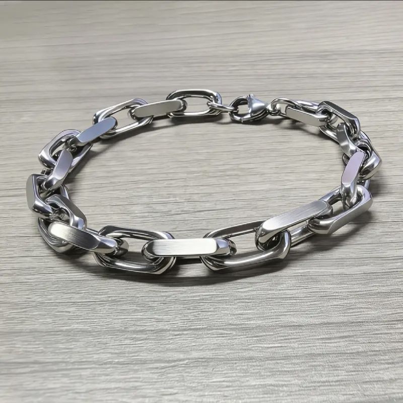 PULSERA CADENA TIPO ENTRELAZADA DE ACERO INOXIDABLE 21CM