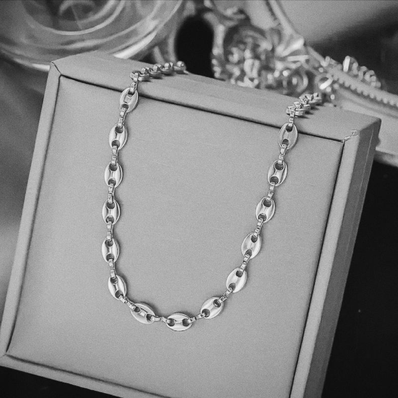 COLLAR CADENA TIPO CAFE DE ACERO INOXIDABLE 55CM
