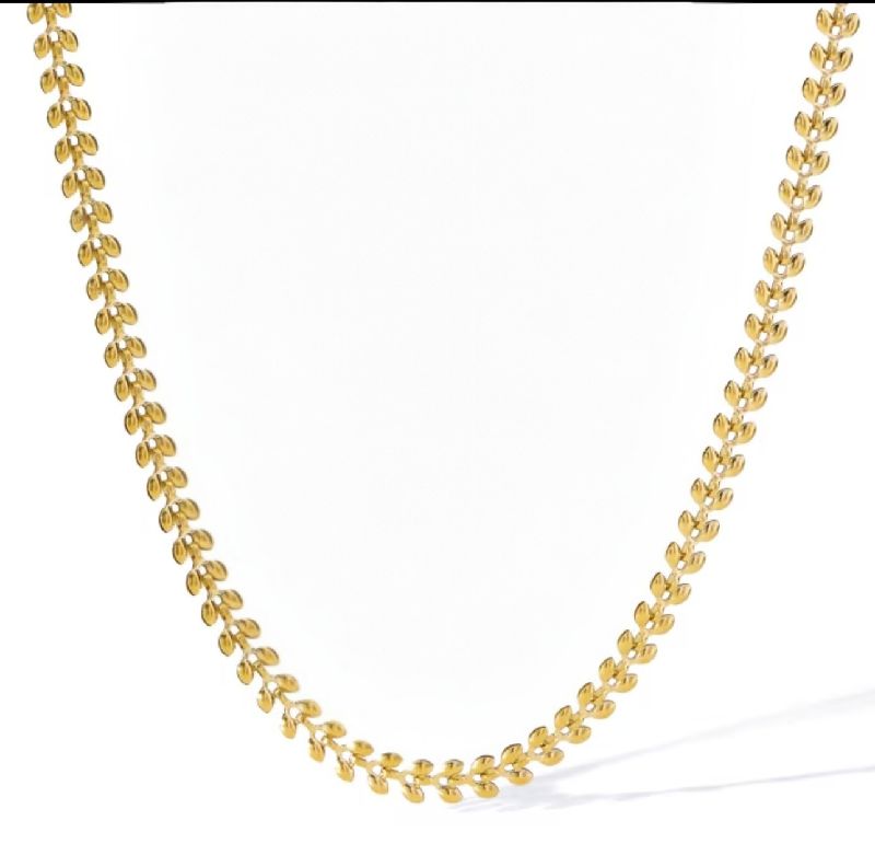 COLLAR CADENA DE TRIGO DORADO ACERO INOXIDABLE 38CM