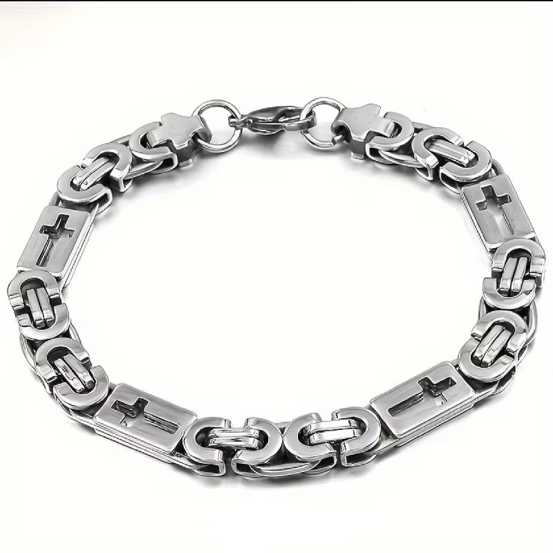PULSERA CADENA TIPO TROQUELADA DE ACERO INOXIDABLE 23CM