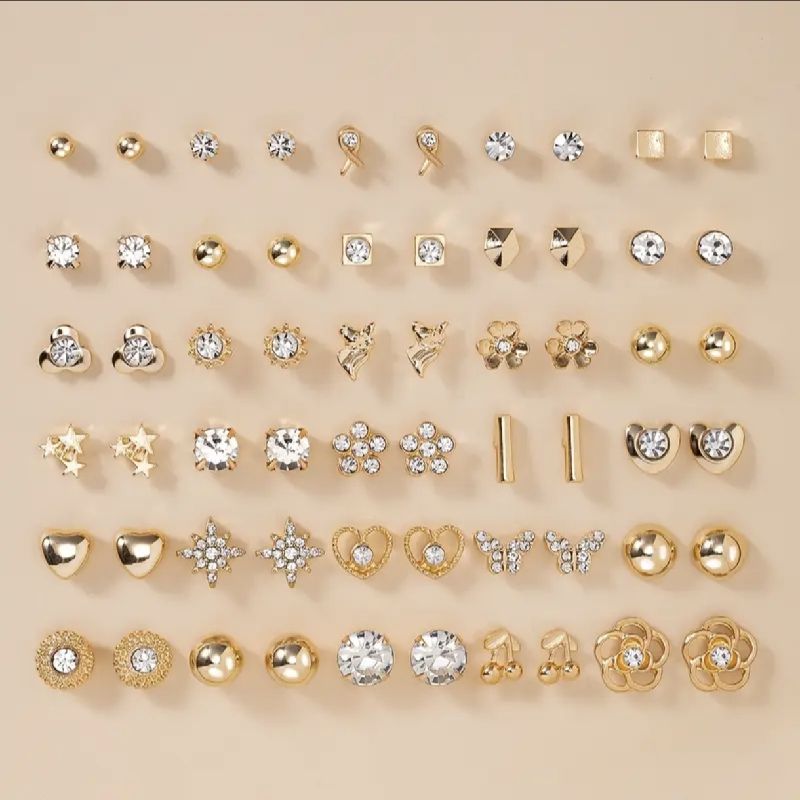 PENDIENTES DORADOS MULTIESTILO DE ALEACION DE ZINC