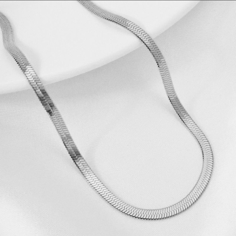COLLAR CADENA PLATA UNISEX ESPIGA DE SERPIENTE PLANA 45CM/3MM