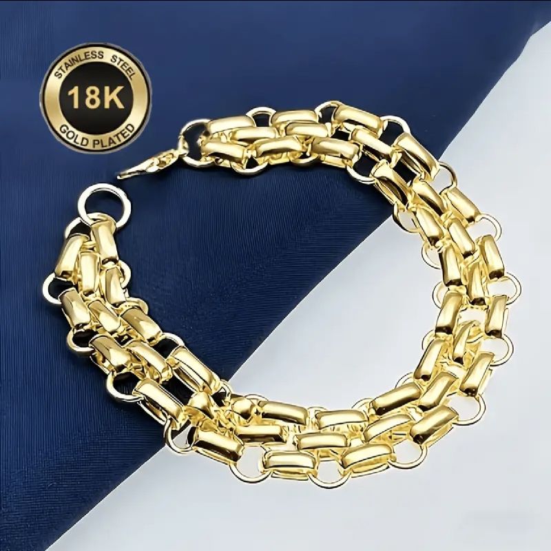 PULSERA CADENA UNISEX BAÑADA EN ORO DE 18K 20CM/8MM