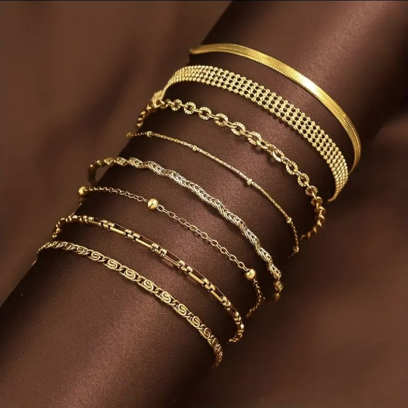 PULSERAS DELICADAS DORADAS ELEGANTES ACERO INOXIDABLE 17CM