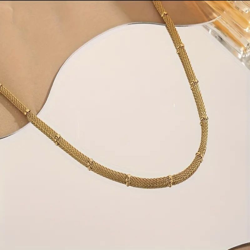 COLLAR CADENA REDONDA DE MALLA DE ACERO INOXIDABLE 45CM