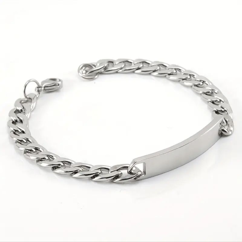 BRAZALETE CADENA CABALLERO CUADRADA DE ACERO INOXIDABLE 21CM