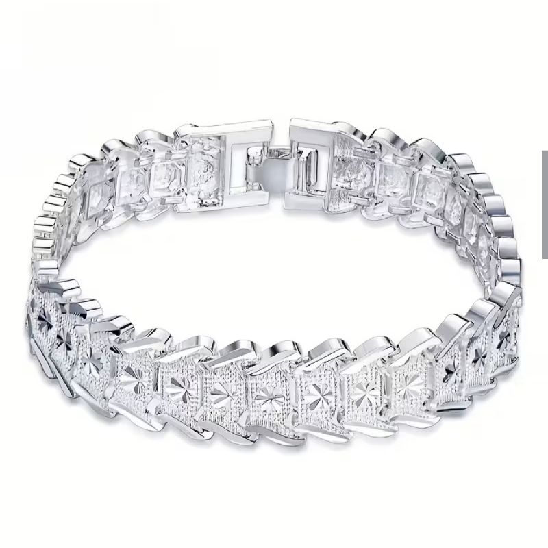 PULSERA PLATA TIPO BRAZALETE ANCHA CON GRABADOS 20CM/16MM