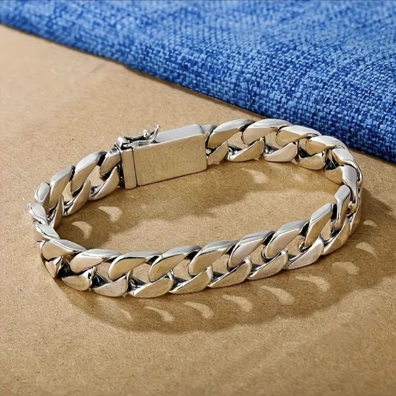 BRAZALETE CADENA CUBANA CABALLERO ESTILO VINTAGE 20CM/8MM