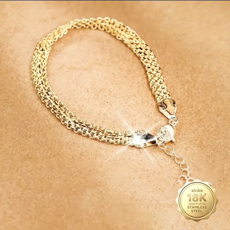 PULSERA UNISEX BRILLANTE CON PATRON TALLADO EN MALLA 20CM/5MM