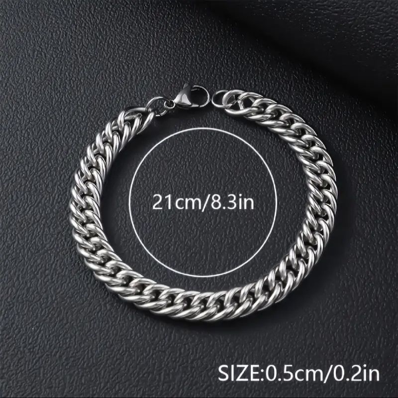 PULSERA CADENA ESLABON DOBLE CABALLERO ACERO INOXIDABLE 21CM/5MM