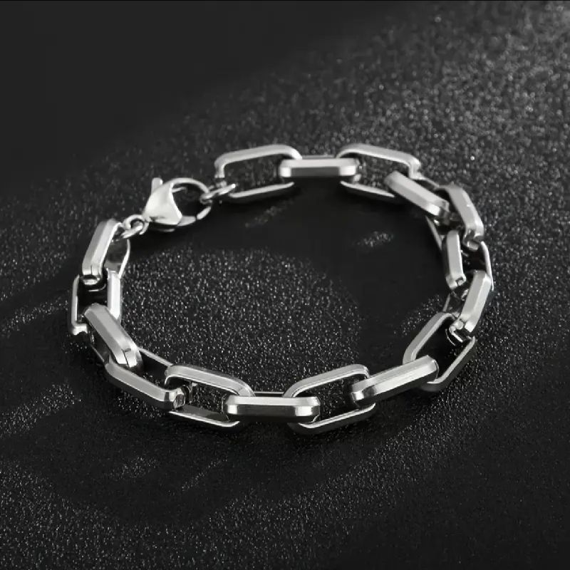 PULSERA ESLABONES CUBANA CABALLERO ACERO DE TITANIO 21CM/6MM