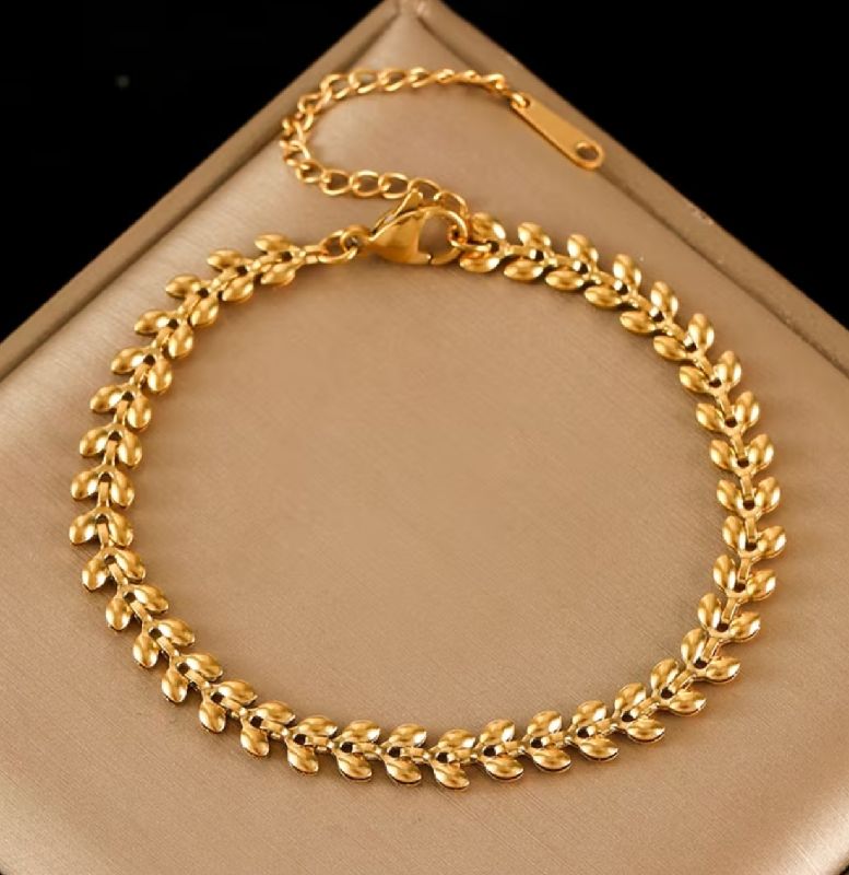 PULSERA CADENA DE TRIGO DORADA ACERO INOXIDABLE 15CM