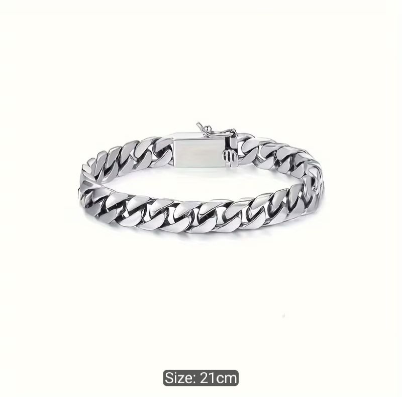 BRAZALETE CADENA CUBANA CABALLERO ESTILO VINTAGE 21CM/8MM