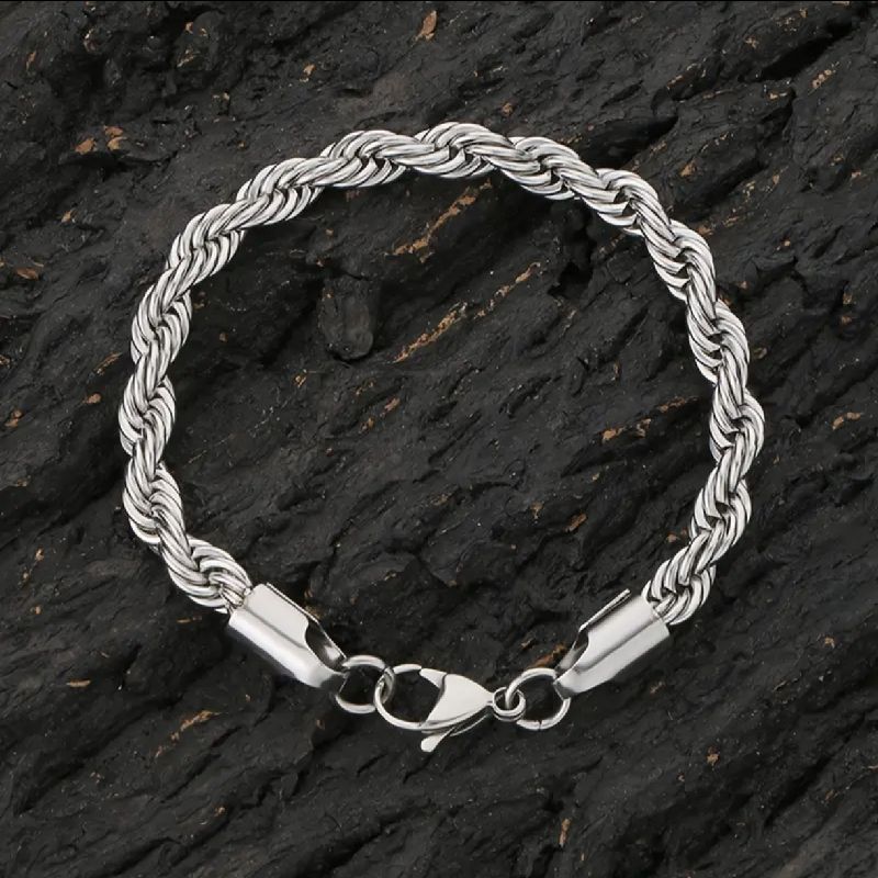 PULSERA CADENA TRENZADA CABALLERO DE ACERO INOXIDABLE 20CM/4MM