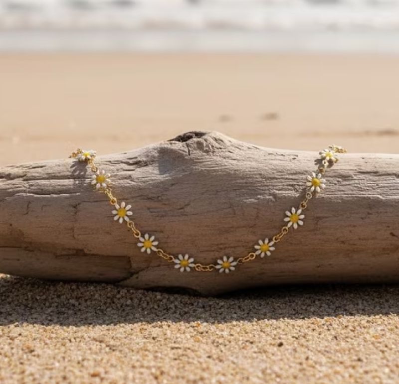 COLLAR MINIMALISTA MARGARITAS ACERO INOXIDABLE 35CM