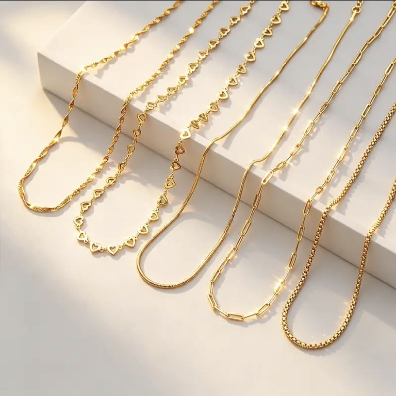 COLLAR DE CLAVICULA DORADO DE ACERO INOXIDABLE 45CM