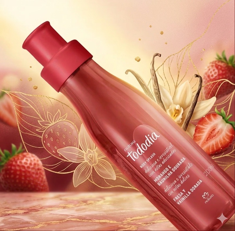 Body splash Fresa y vainilla dorada