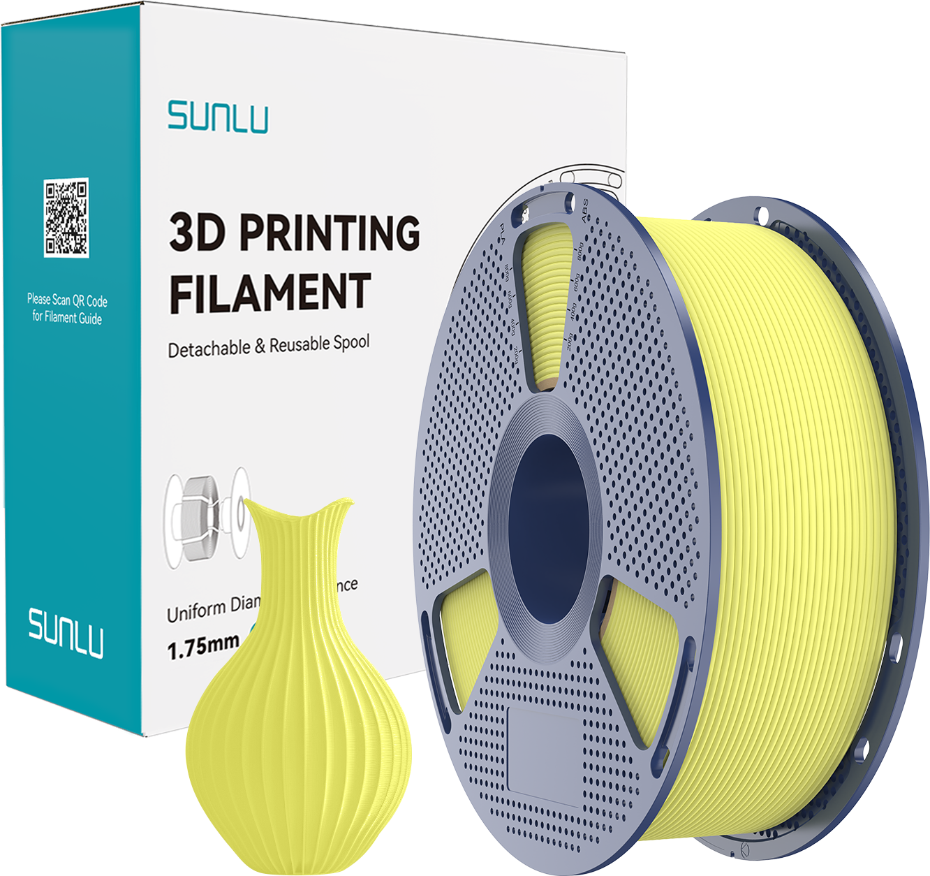 Filamento Sunlu PLA Meta Lemon Yellow Amarillo Limon