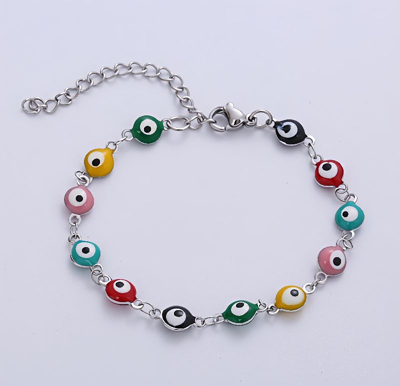 pulsera ojo turco colores plateada