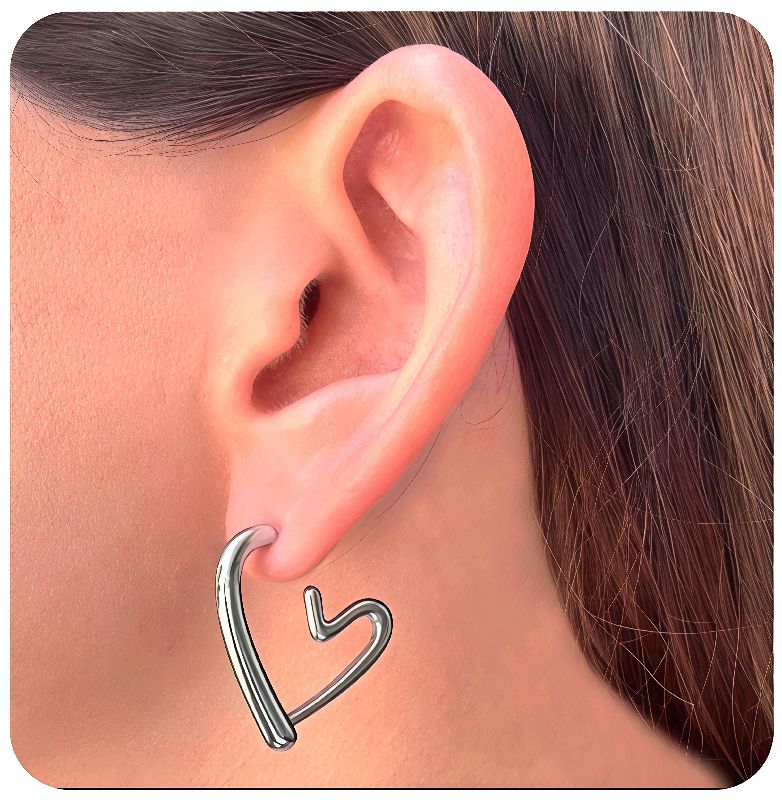 aretes corazón plateado