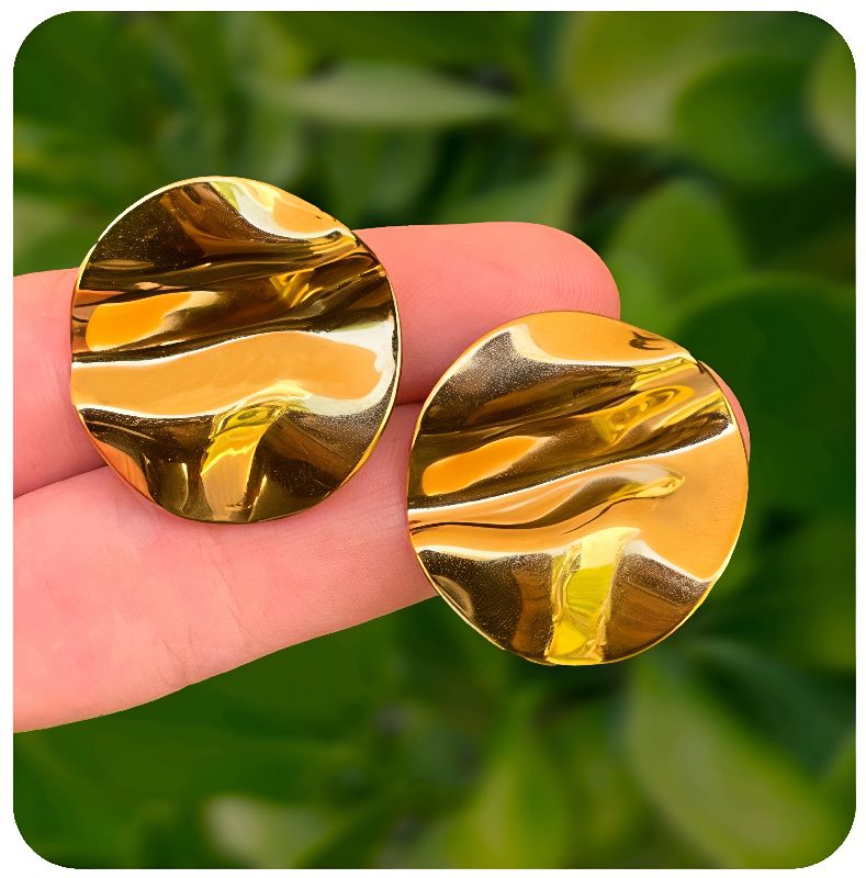 aretes circulo arrugado dorado