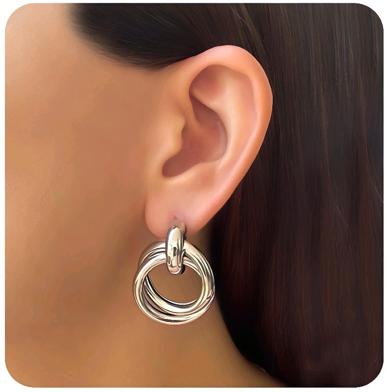 aretes aros plateados