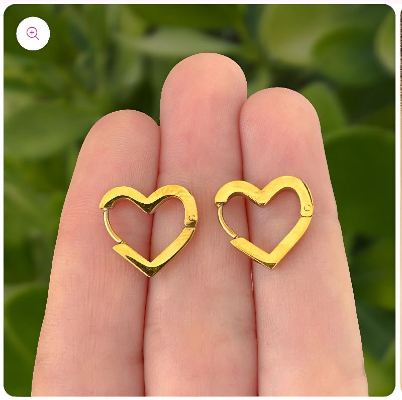 aretes arracada corazón dorado