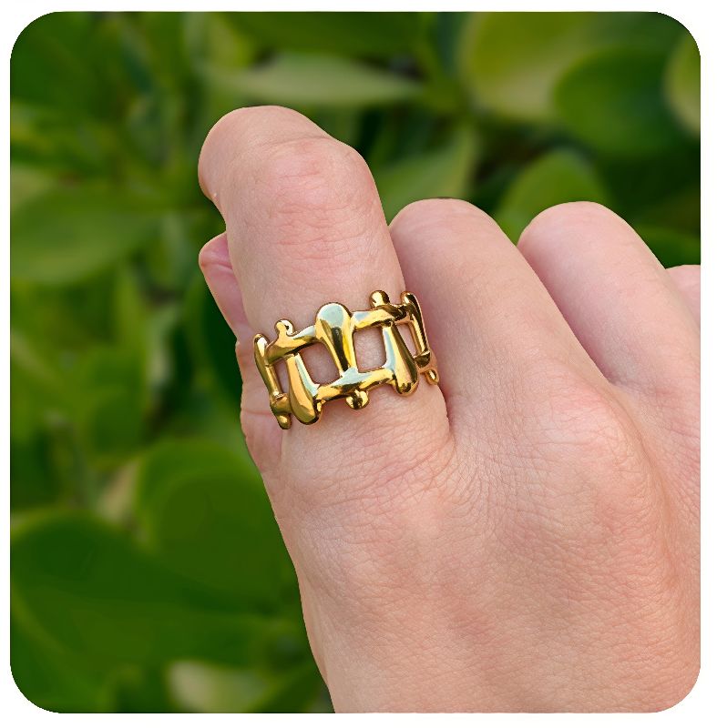 anillo reja cruzada