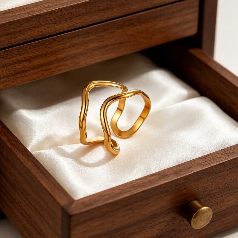 anillo ajustable dorado (ondas abierto)