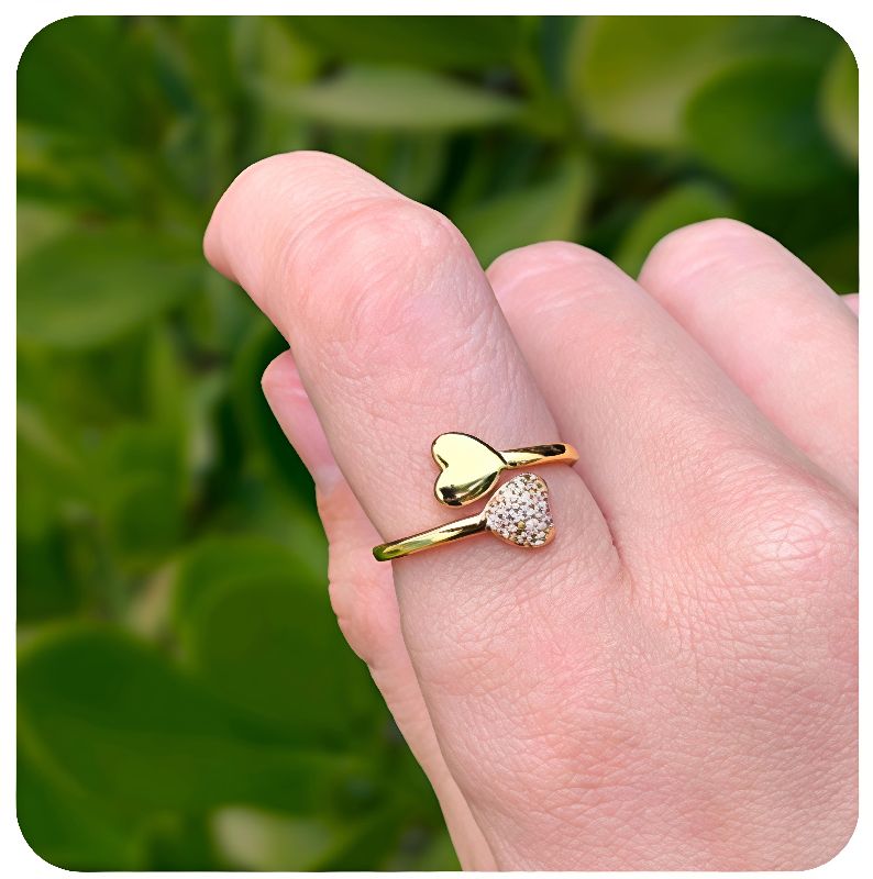 anillo corazones dorados